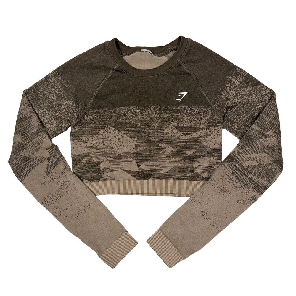 Gymshark Adapt Ombre Crop Top Women's Small Brown Gym Workout Athletic Training